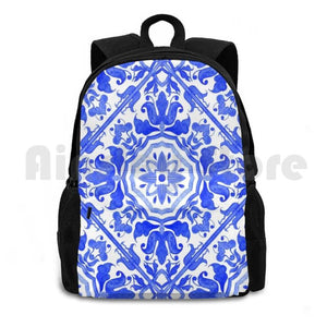 Outdoor Hiking Backpack Watercolor Pattern Moroccan Tile