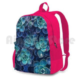 Succulents Outdoor Hiking Backpack Riding Climbing Sports Bag Green Pink