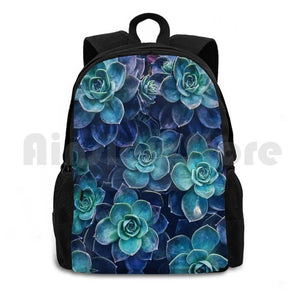 Succulents Outdoor Hiking Backpack Riding Climbing Sports Bag Green Pink