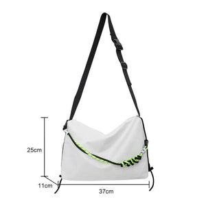 Large Capacity Handbag Men Women Shoulder Tote Bag with Green Ribbon