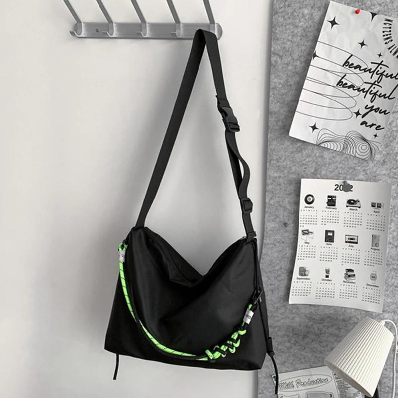 Large Capacity Handbag Men Women Shoulder Tote Bag with Green Ribbon