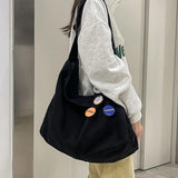 Canvas School Messenger Bag Large Capacity Solid Casual Shoulder Handbag