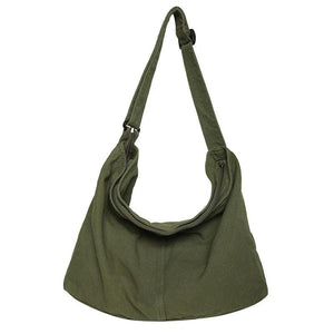 Canvas School Messenger Bag Large Capacity Solid Casual Shoulder Handbag
