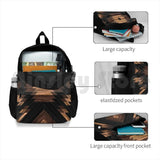 Aztec Wood Outdoor Hiking Backpack Tribal Pattern Abstract Boho
