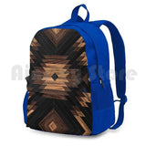 Aztec Wood Outdoor Hiking Backpack Tribal Pattern Abstract Boho