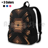 Aztec Wood Outdoor Hiking Backpack Tribal Pattern Abstract Boho