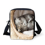 HUE MASTER Small Messenger Bags Cat Printing Crossbody For Children Boys Girls