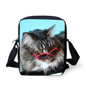 HUE MASTER Small Messenger Bags Cat Printing Crossbody For Children Boys Girls