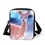 Alpaca Mini Messenger Bag for Kids, Polyester Travel Crossbody Bag