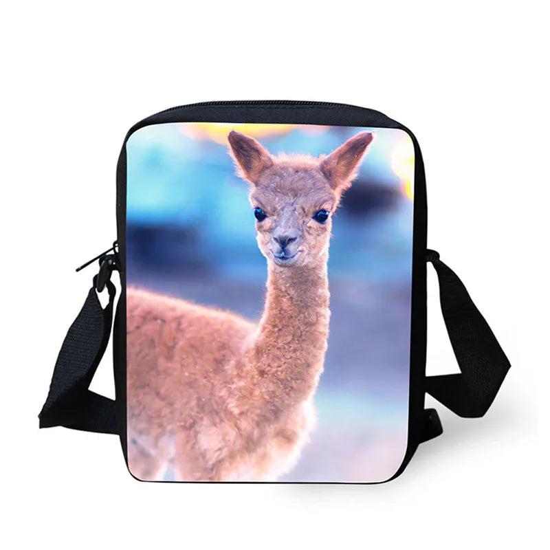 Alpaca Mini Messenger Bag for Kids, Polyester Travel Crossbody Bag