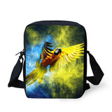 Female Travel Polyester Small Phone Messenger Bag Parrot Print