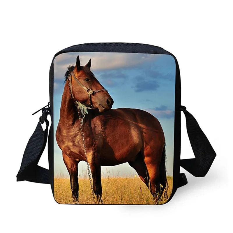 Horse Pattern Crossbody Bag for Kids School Travel