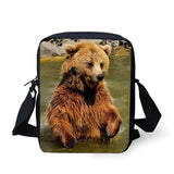 Bear Print Messenger Bag Crossbody Shoulder Bag