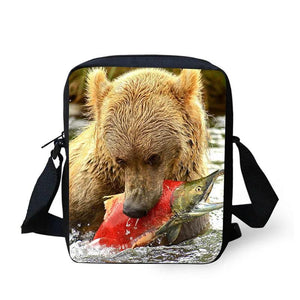 Bear Print Messenger Bag Crossbody Shoulder Bag