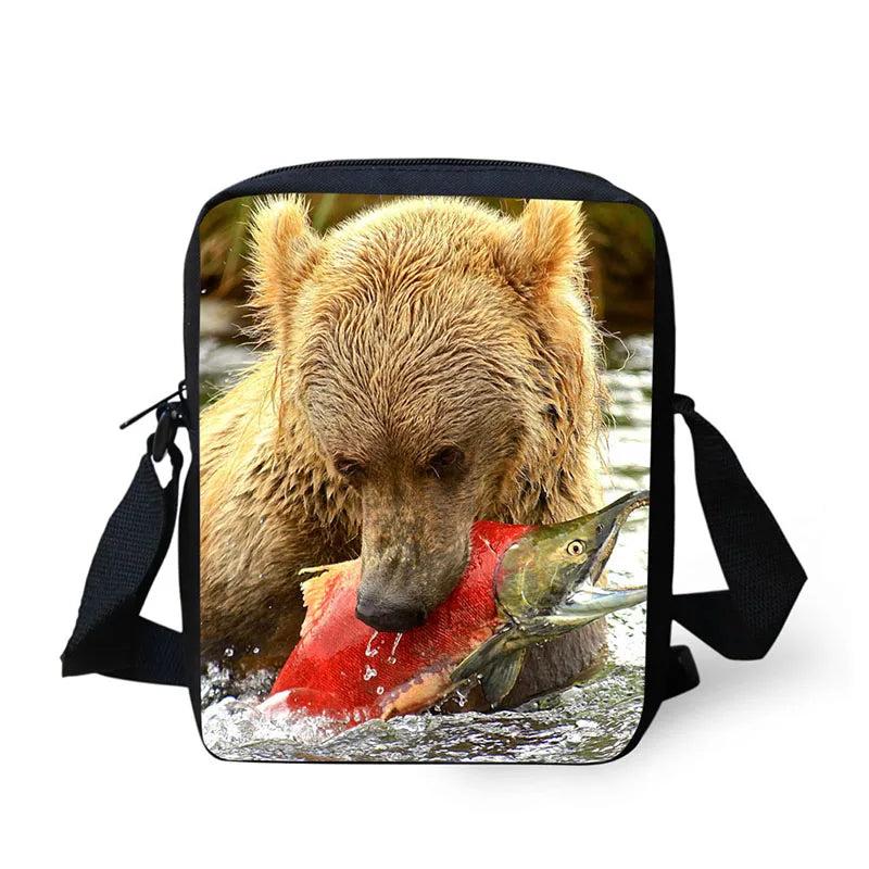Bear Print Messenger Bag Crossbody Shoulder Bag