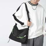 Large Capacity Shoulder Tote Bag Men Women Messenger Handbag Green Ribbon