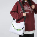 Large Capacity Shoulder Tote Bag Men Women Messenger Handbag Green Ribbon
