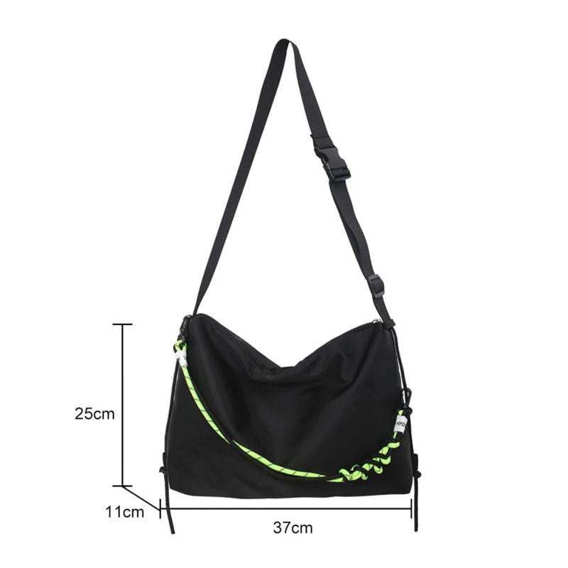 Large Capacity Shoulder Tote Bag Men Women Messenger Handbag Green Ribbon
