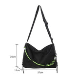 Large Capacity Shoulder Tote Bag Men Women Messenger Handbag Green Ribbon