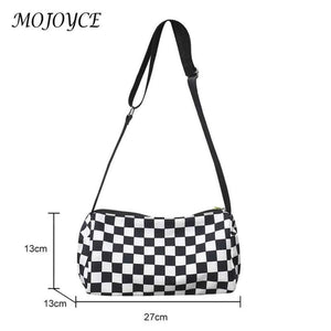 Plaid Messenger Handbag Unisex Retro Sling Bag Zipper Travel Sports