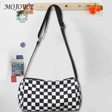 Plaid Messenger Handbag Unisex Retro Sling Bag Zipper Travel Sports