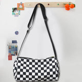 Plaid Messenger Handbag Unisex Retro Sling Bag Zipper Travel Sports
