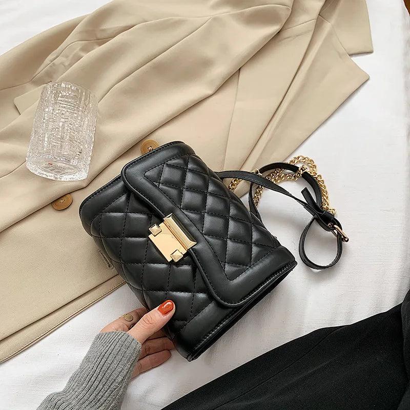 Quilted Pu Leather Mini Flap Crossbody Bag Spring Shoulder Chain Purses