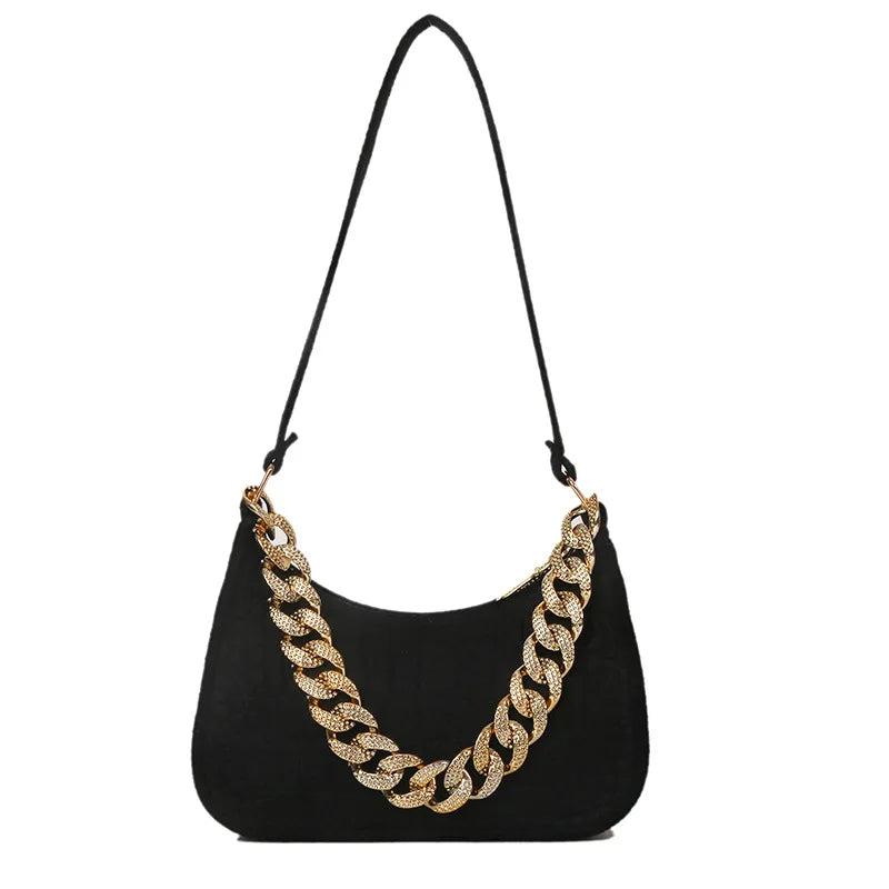 Metal Chain Shoulder Bag Women Diamond Clutch Bags Handbags