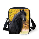 Friesian Horse Print Messenger Bag for Teens Kids Girls Boys