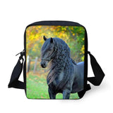 Friesian Horse Print Messenger Bag for Teens Kids Girls Boys