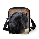 Friesian Horse Print Messenger Bag for Teens Kids Girls Boys
