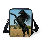 Friesian Horse Print Messenger Bag for Teens Kids Girls Boys