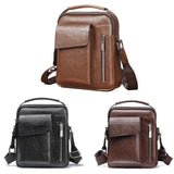 Men's Retro Crossbody Bag Business Style Office Hand Bag PU Leather Shoulder Bag