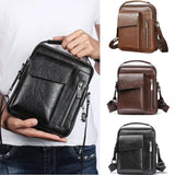 Men's Retro Crossbody Bag Business Style Office Hand Bag PU Leather Shoulder Bag