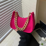Women's Diamond Clutch Bag with Metal Chain Shoulder Strap