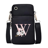 Waterproof Ladies Wrist Bag Phone Bag Pink Flower 26 Letters Phone Case