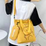 Bear Pattern Tote Bag with Pencil Case for Kids