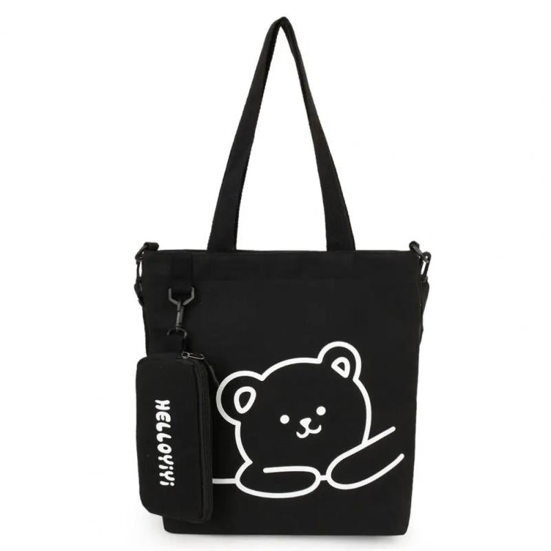 Bear Pattern Tote Bag with Pencil Case for Kids