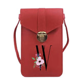 Touch Screen Mobile Phone Bag Flower Letters Print Wallet Women Shoulder Bags