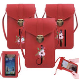 Touch Screen Mobile Phone Bag Flower Letters Print Wallet Women Shoulder Bags
