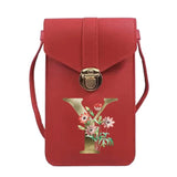 Universal Cell Phone Bag Shoulder Handbag Golden Flower 26 Letters Print