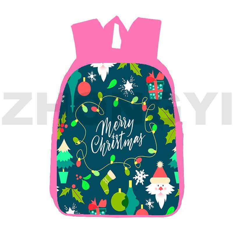 Pink Christmas Backpack for Girls 12/16-Inch 3D Print Santa Claus Design