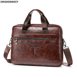 Men's Leather Laptop Bag Crossbody Briefcase Office Handbag