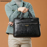 Men's Leather Laptop Bag Crossbody Briefcase Office Handbag