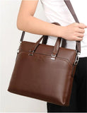 Waterproof Leather Laptop Briefcase for Men