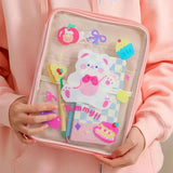 Cartoon Bear Tablet Sleeve Bag Clear PVC Storage Pouch