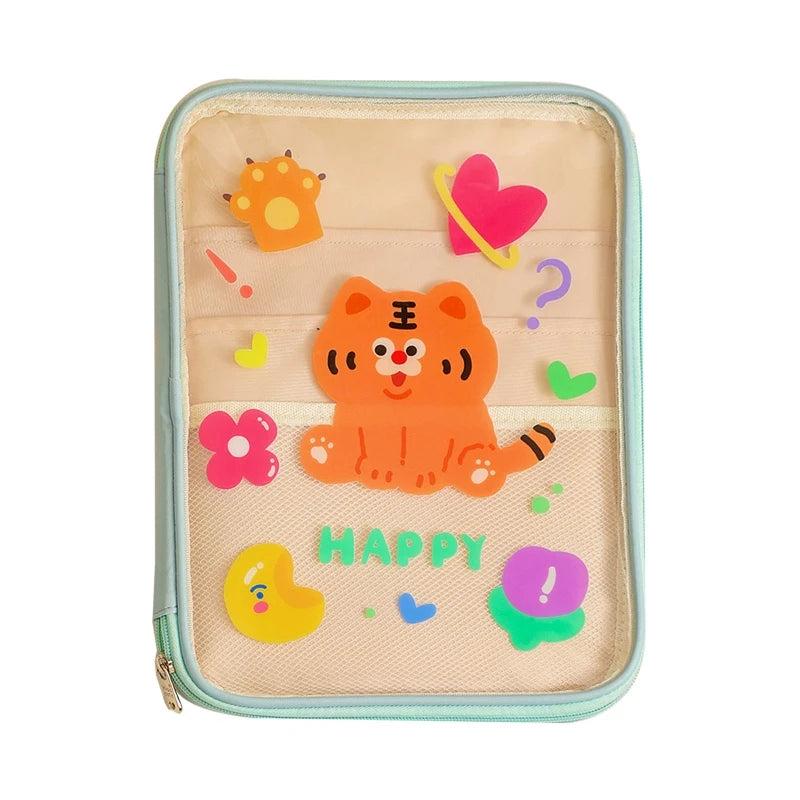 Cartoon Bear Tablet Sleeve Bag Clear PVC Storage Pouch