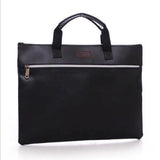 Double Zipper Portable Leather File Bag Meeting Bag