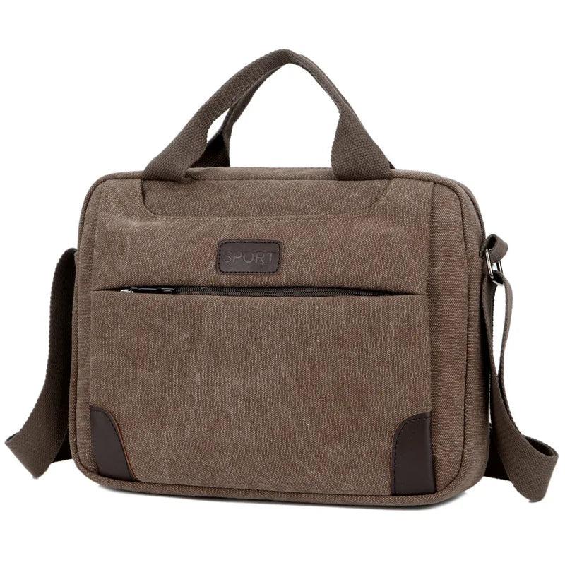Men's Canvas Crossbody Bag Retro Briefcase