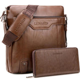 Men Shoulder Bag PU Leather Messenger Bag Man Briefcase Antifreeze Crossbody Bag
